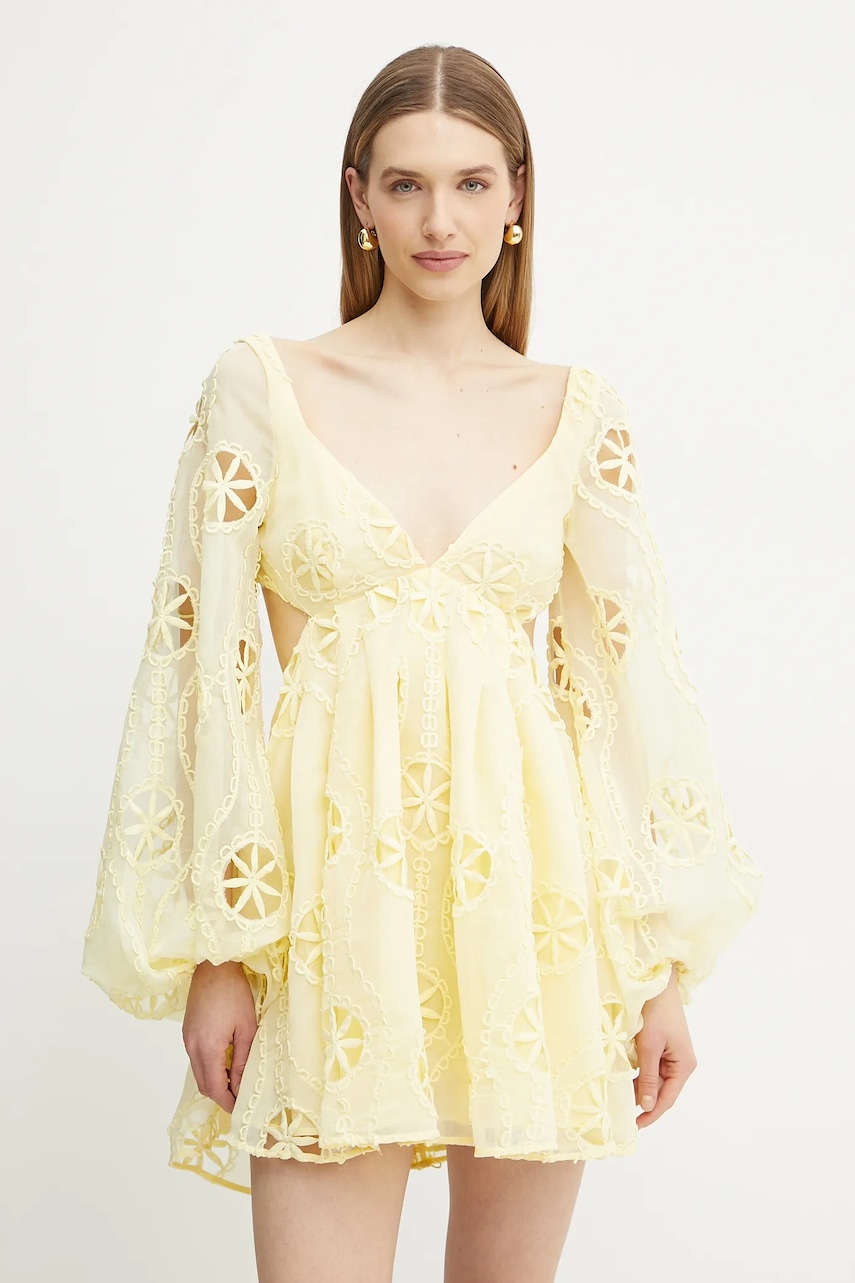 Bardot rochie culoarea galben