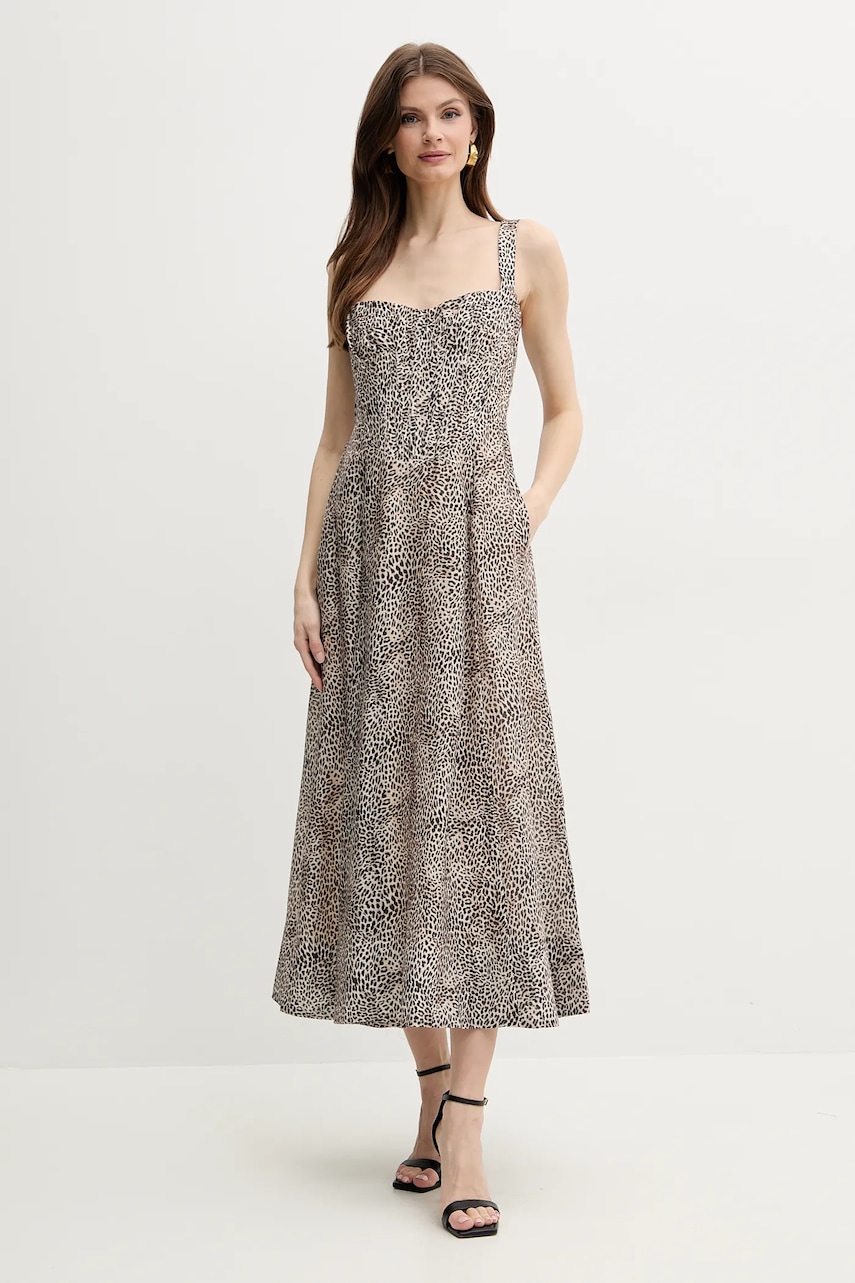 Bardot rochie din amestec de in LILAH culoarea bej