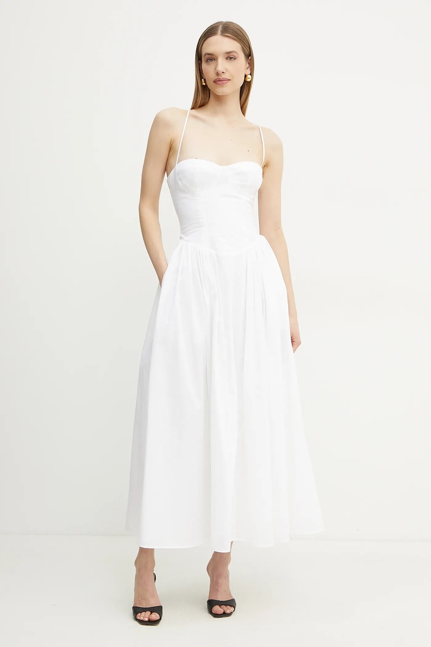 Bardot rochie din bumbac ESTIE culoarea alb