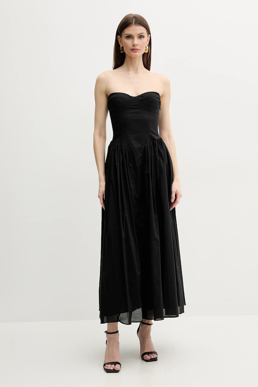 Bardot rochie din bumbac ESTIE culoarea negru