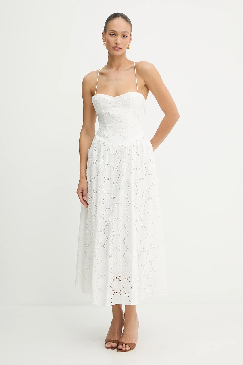 Bardot rochie din bumbac culoarea alb