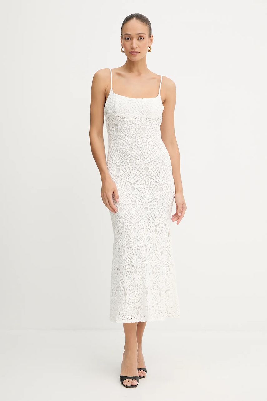 Bardot rochie din bumbac culoarea alb