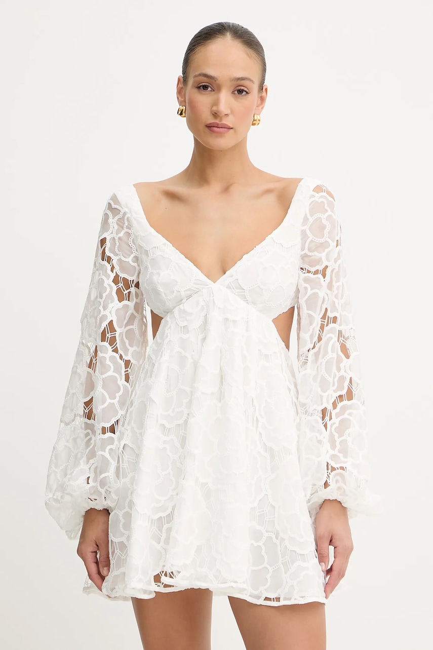 Bardot rochie din bumbac culoarea alb