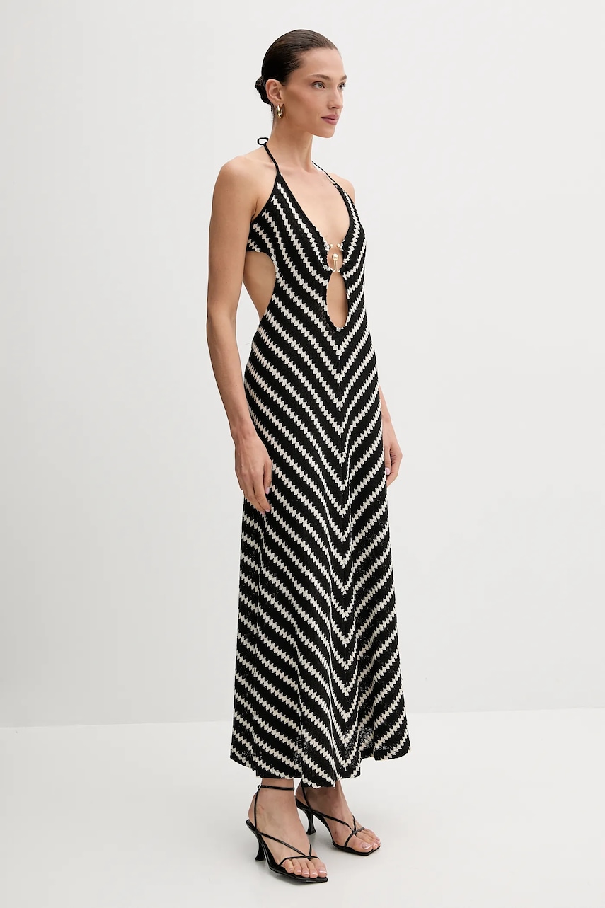 Bardot rochie din bumbac culoarea negru