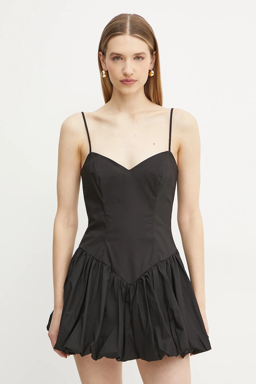 Bardot rochie din bumbac culoarea negru
