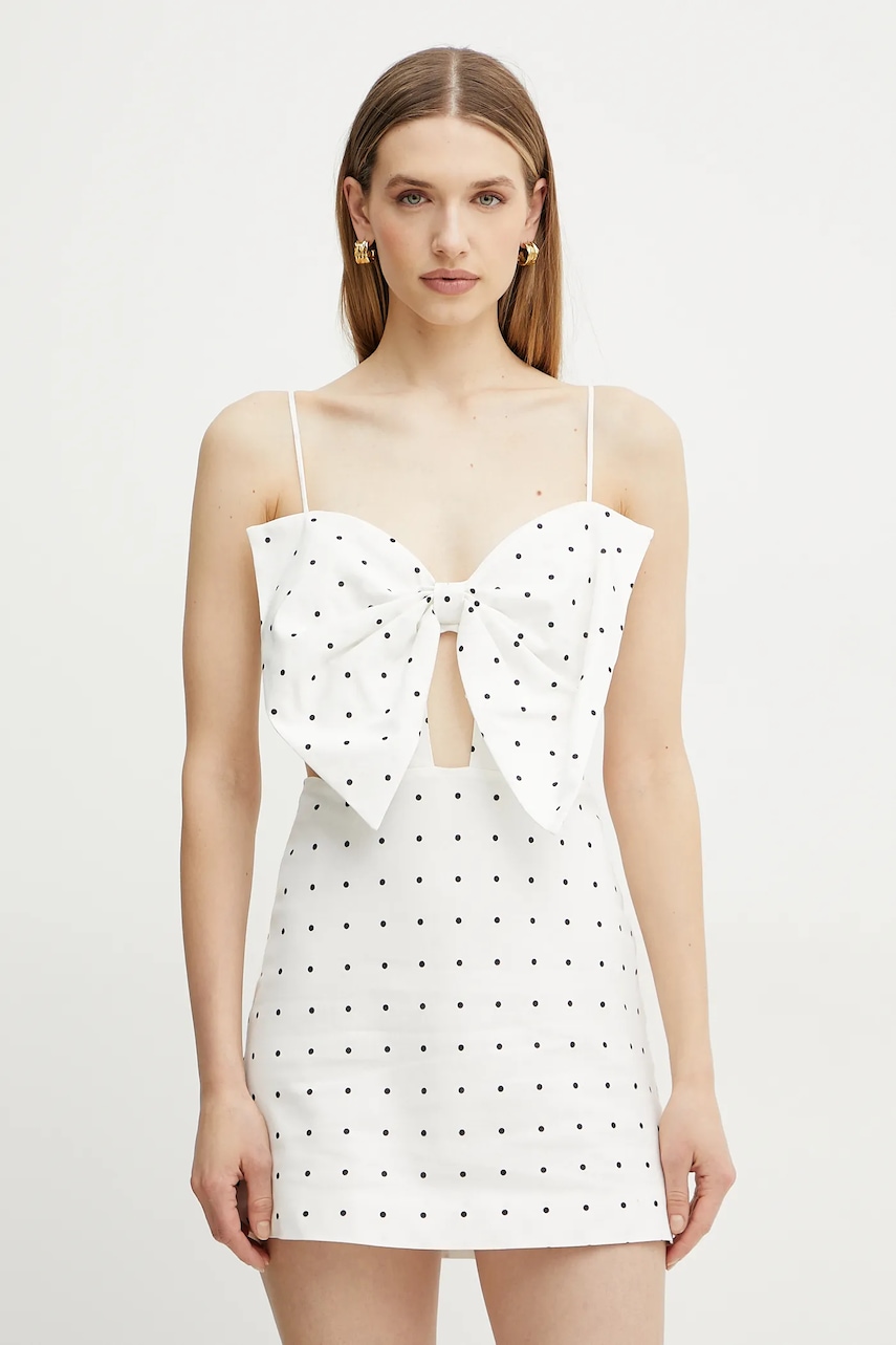 Bardot rochie din in culoarea alb