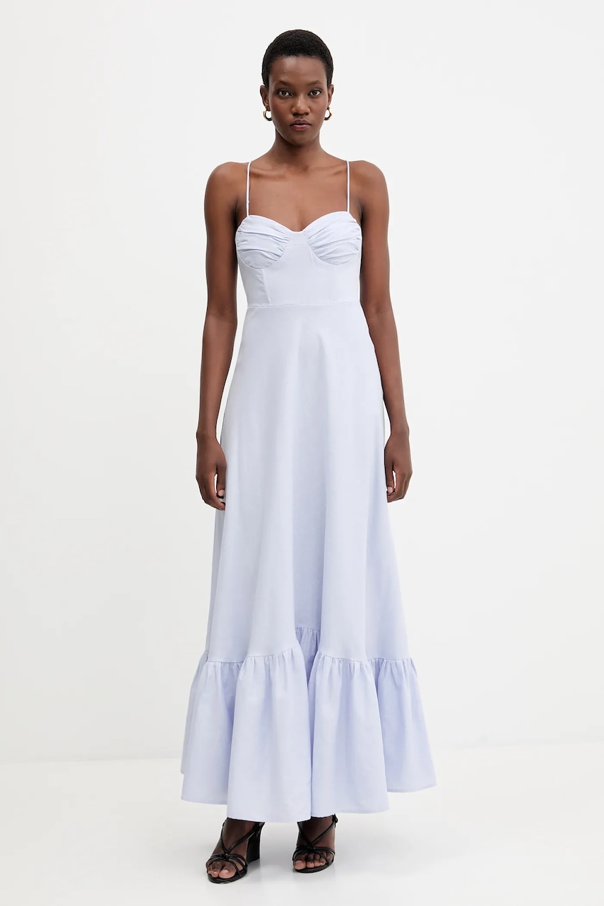 Bardot rochie din in maxi