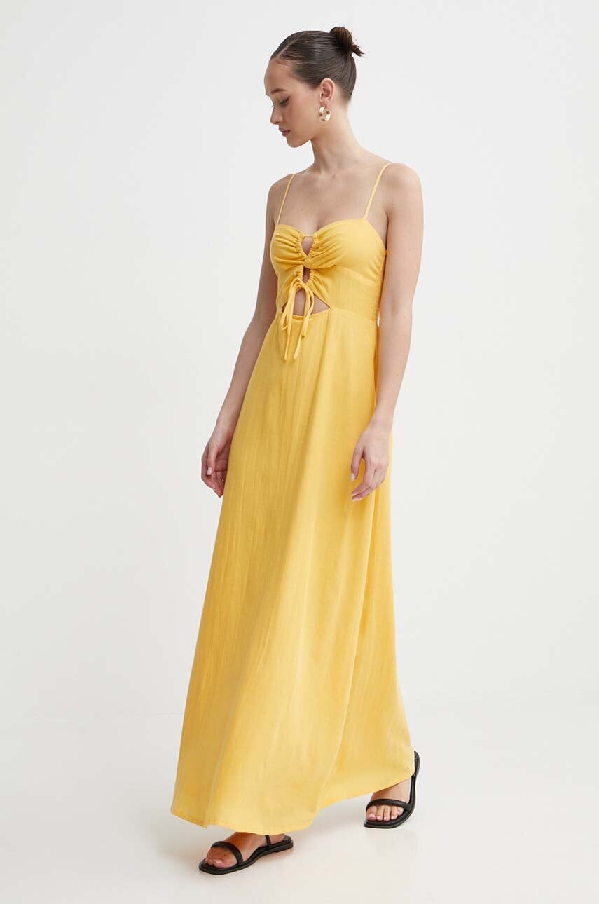 Billabong rochie din amestec de in X It's Now Cool culoarea galben