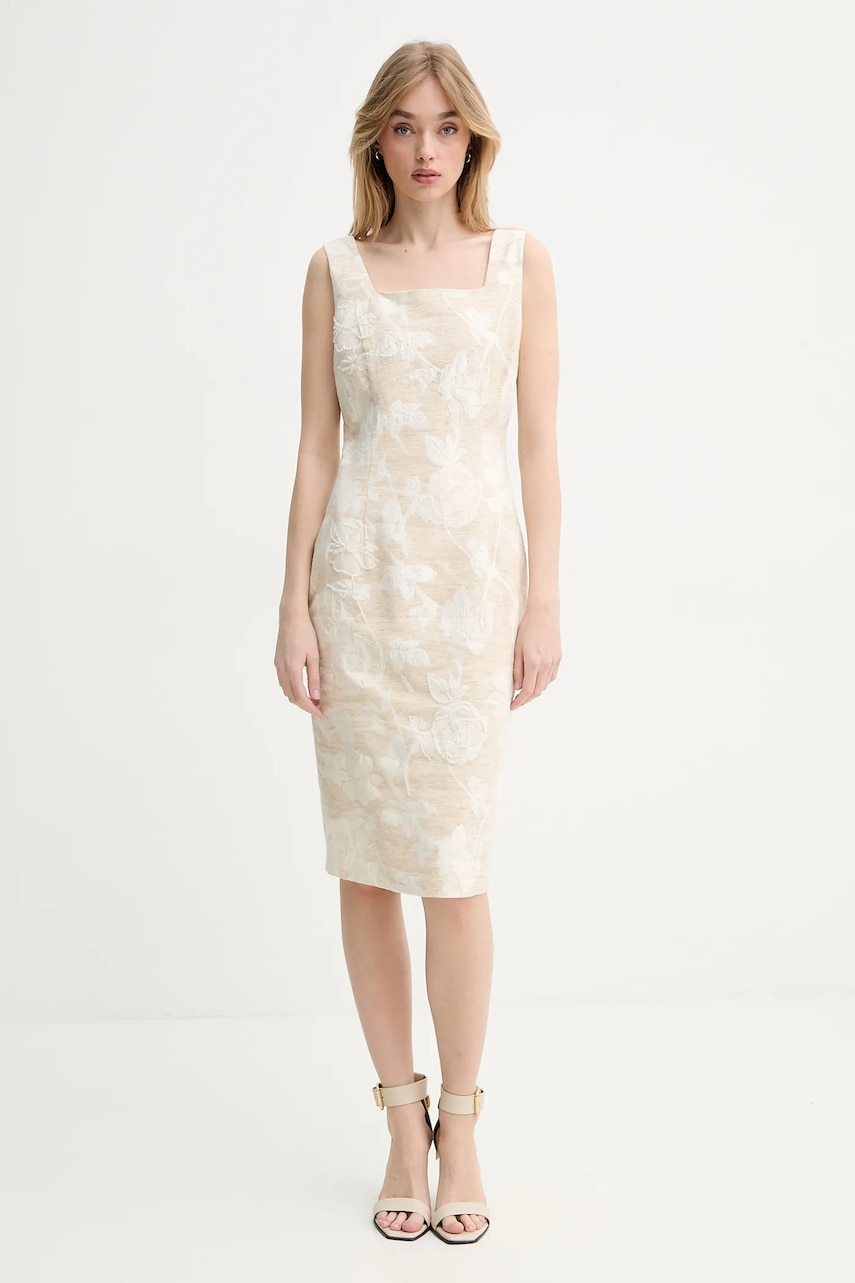 Blugirl Blumarine rochie din amestec de in culoarea bej