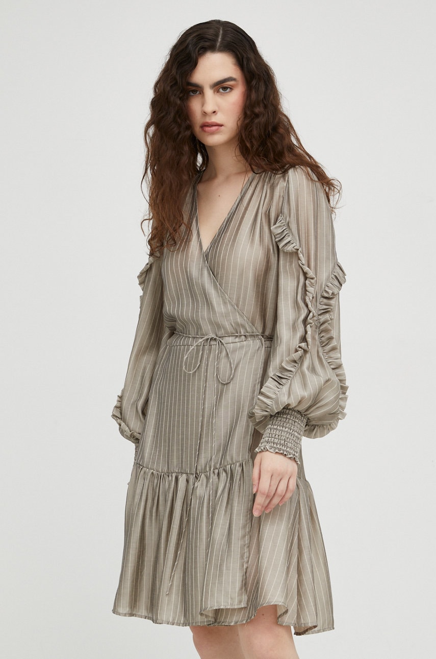 Bruuns Bazaar rochie din amestec de in culoarea bej