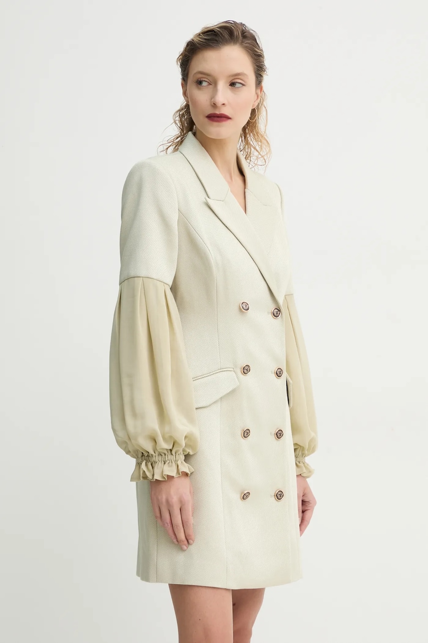 Bruuns Bazaar rochie din amestec de lana culoarea bej
