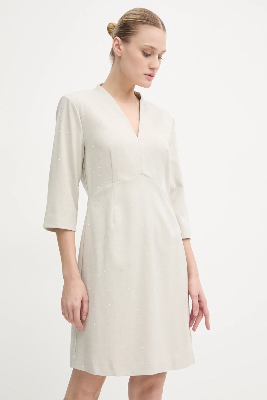Bruuns Bazaar rochie din amestec de lana culoarea bej