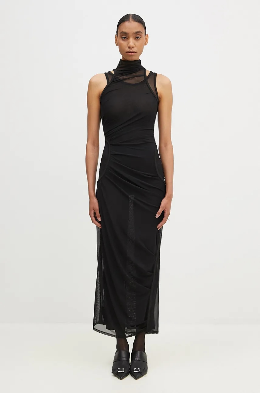 Coperni rochie Mesh Dress culoarea negru