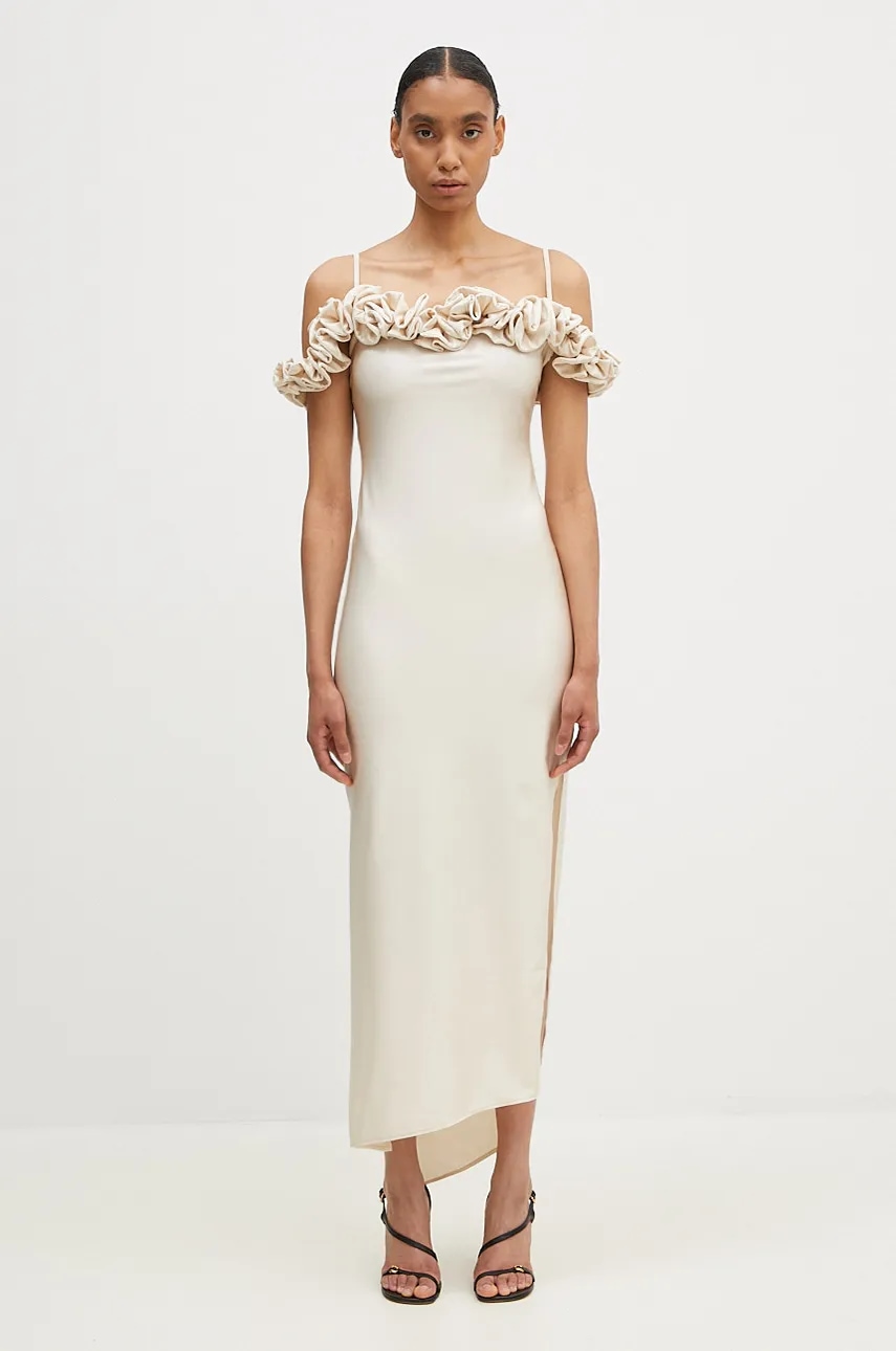 Coperni rochie Ruffle Dress culoarea bej