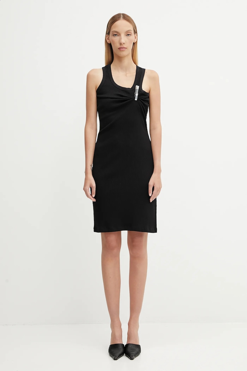 Coperni rochie din bumbac Washing Clip Rib Dress culoarea negru
