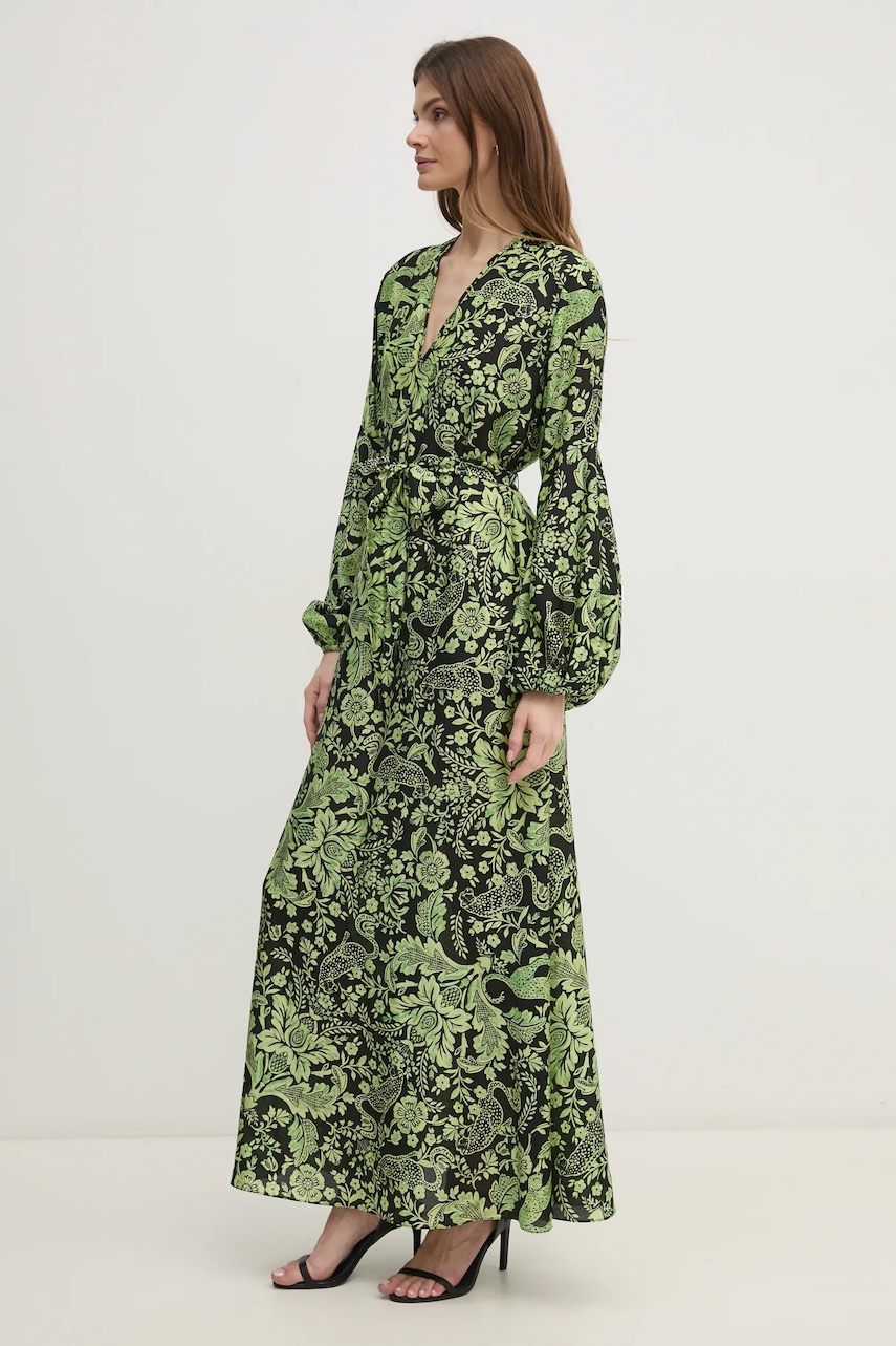 DIANE VON FURSTENBERG rochie din amestec de matase culoarea verde