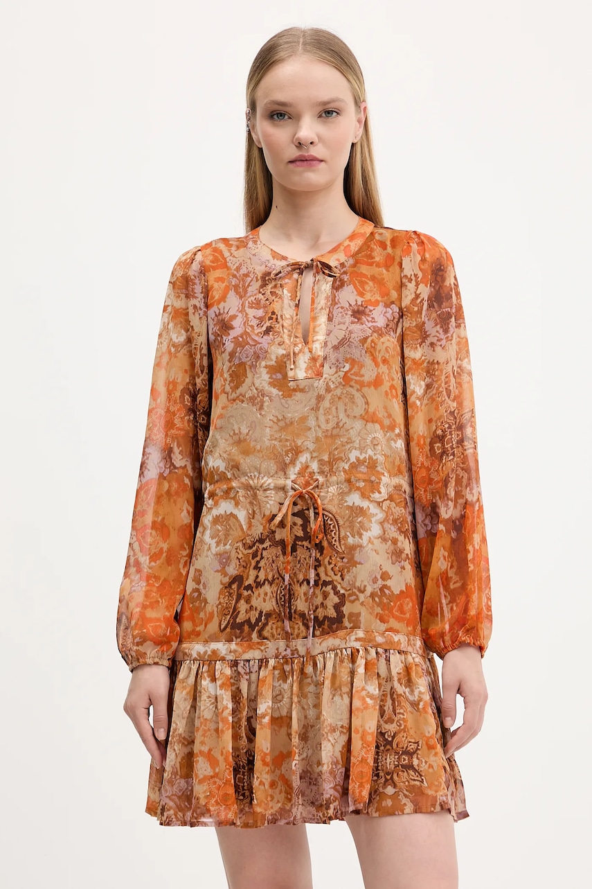 Desigual rochie BOHOSHORT culoarea portocaliu