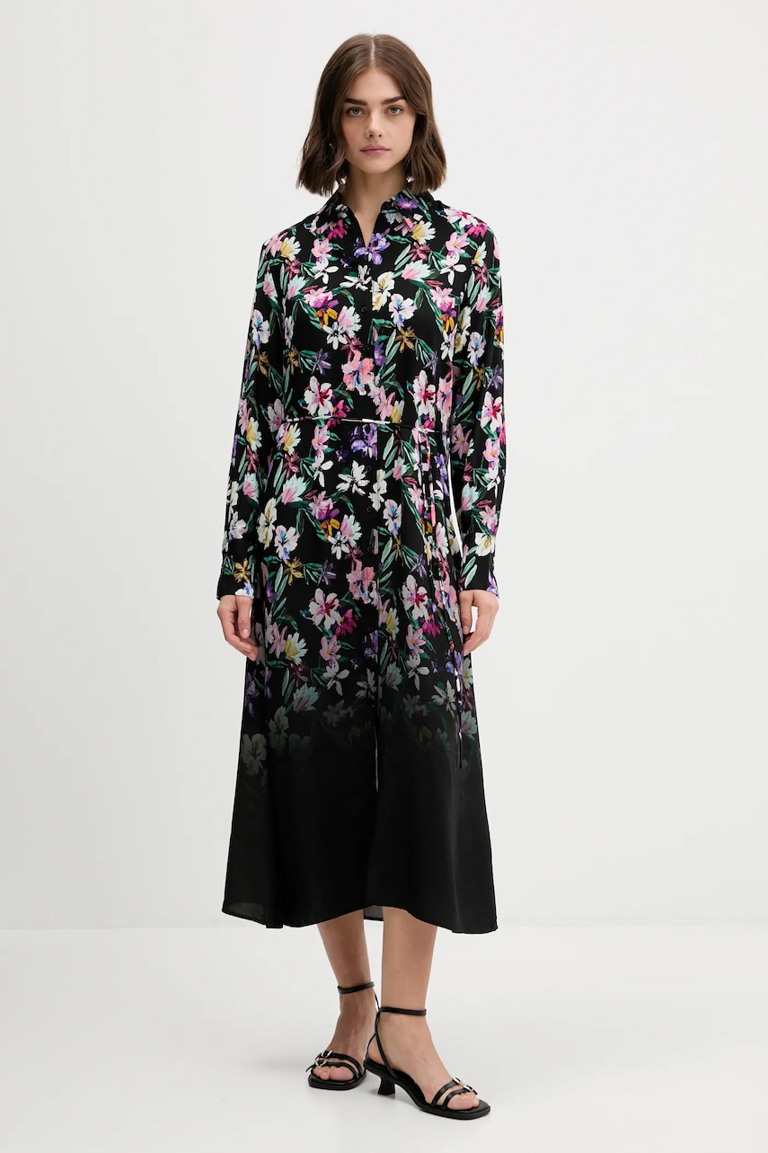 Desigual rochie CAMISERO ACRIL culoarea negru