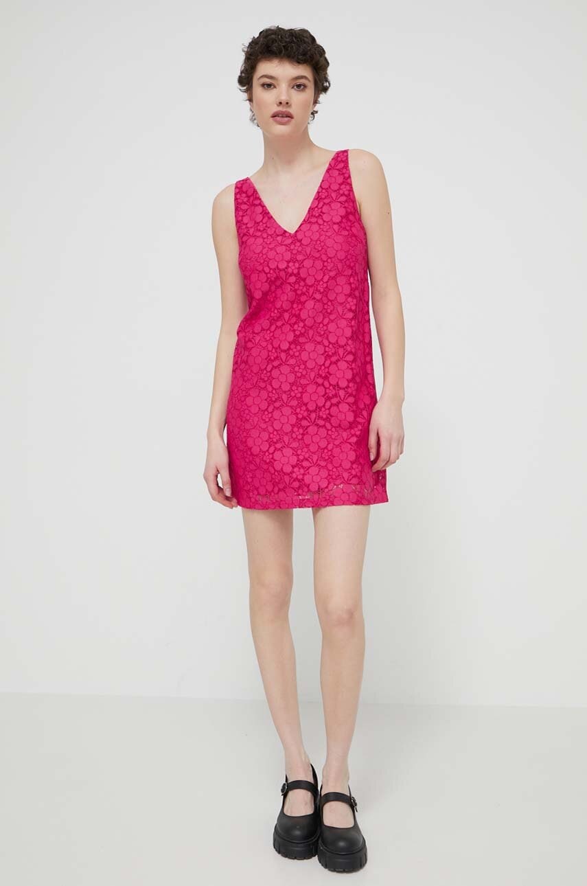 Desigual rochie LACE culoarea roz