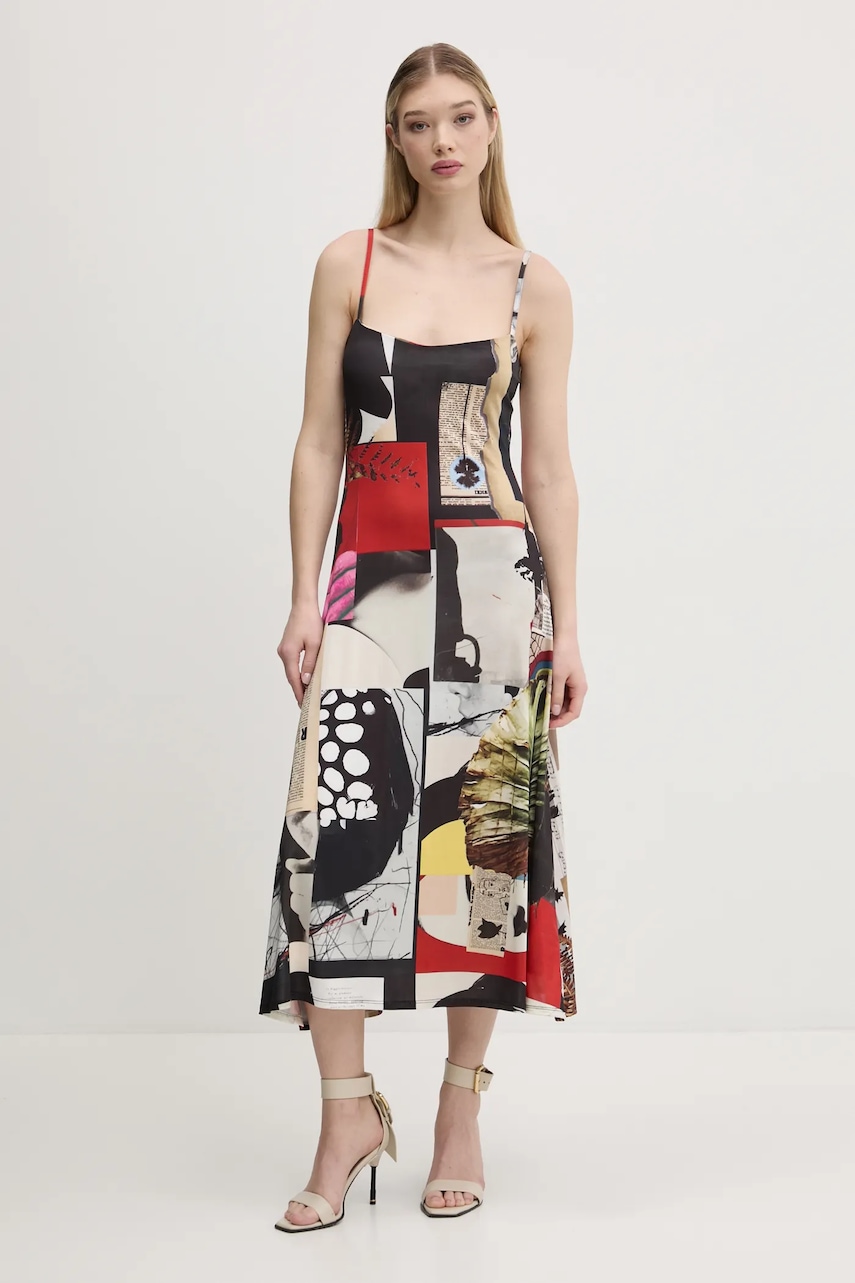 Desigual rochie NEWSPAPER COLL culoarea negru