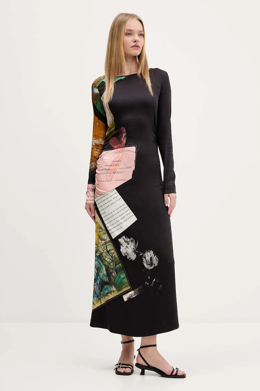 Desigual rochie PATCH FIONA culoarea negru