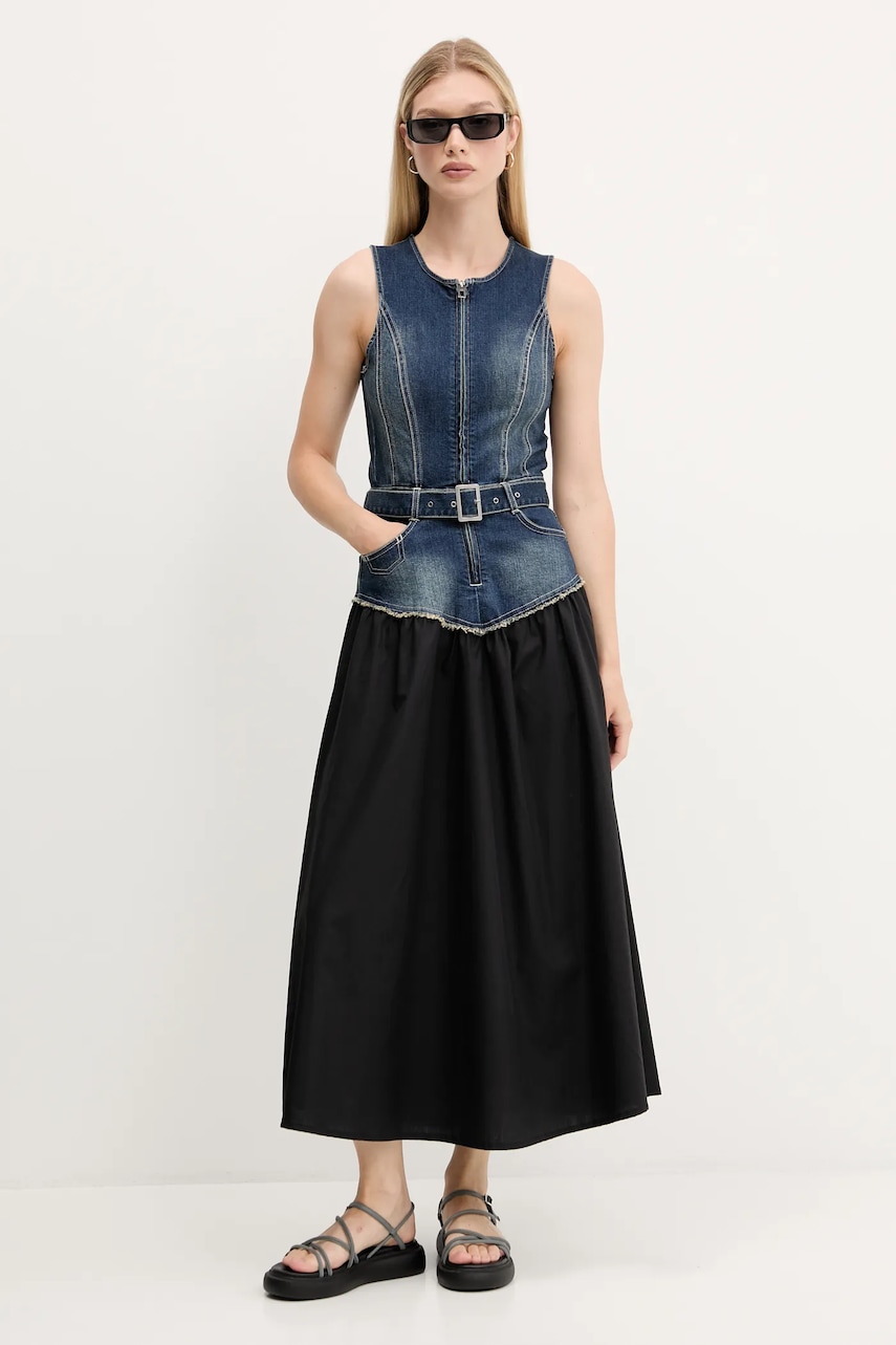 Desigual rochie POPLIN culoarea bleumarin