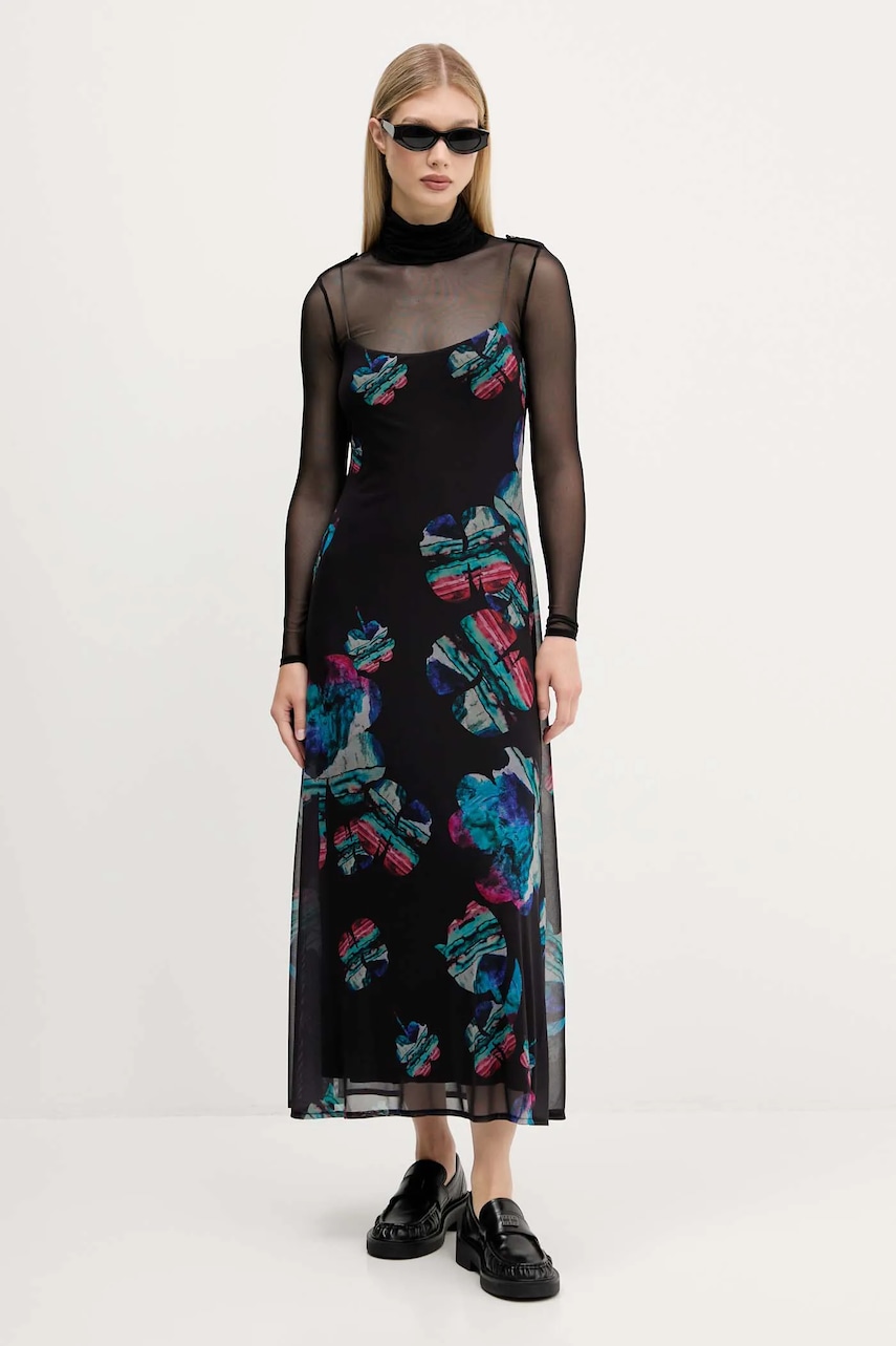 Desigual rochie WATERCOLOR LACROIX culoarea negru