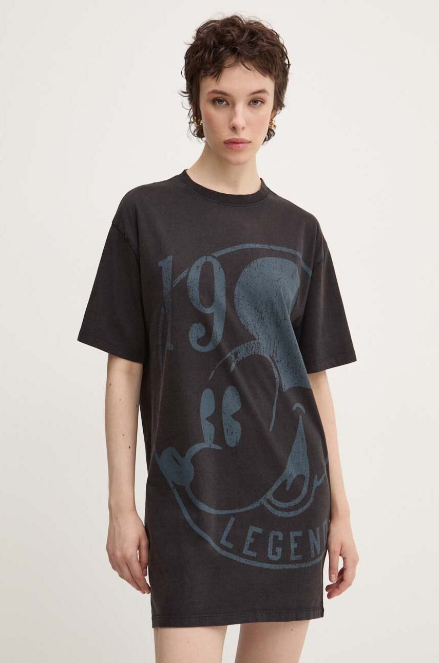 Desigual rochie din bumbac 19-MICKEY x Disney culoarea gri