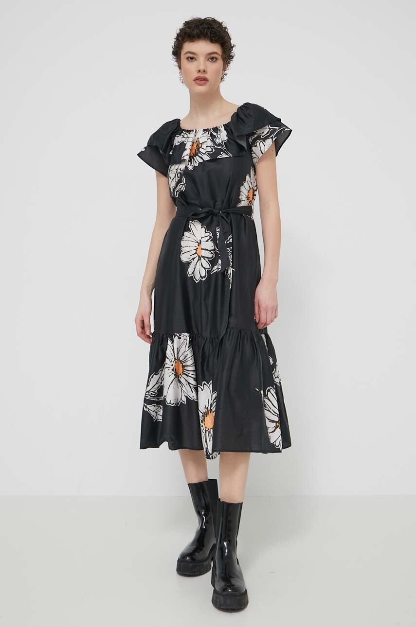 Desigual rochie din bumbac GEORGEO culoarea negru