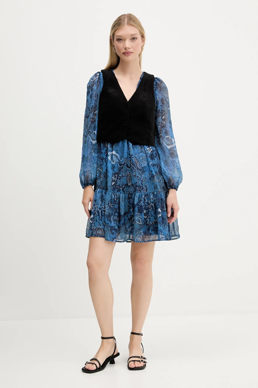 Desigual rochie și vestă CHALECO culoarea bleumarin