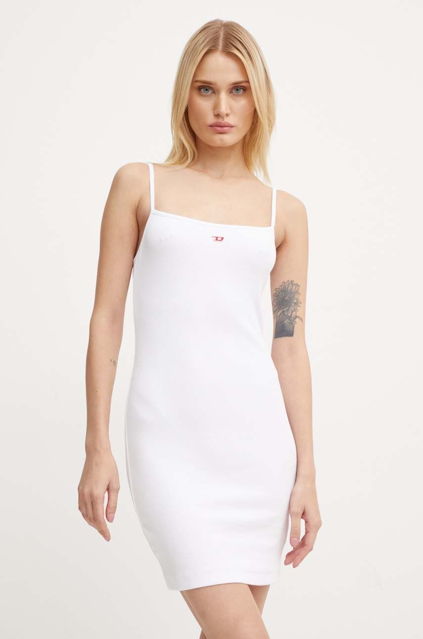 Diesel rochie D-MOKKY-LS-MICRODIV culoarea alb