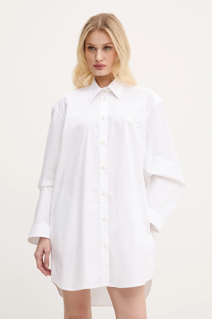 Diesel rochie din bumbac D-DALIS DRESS culoarea alb