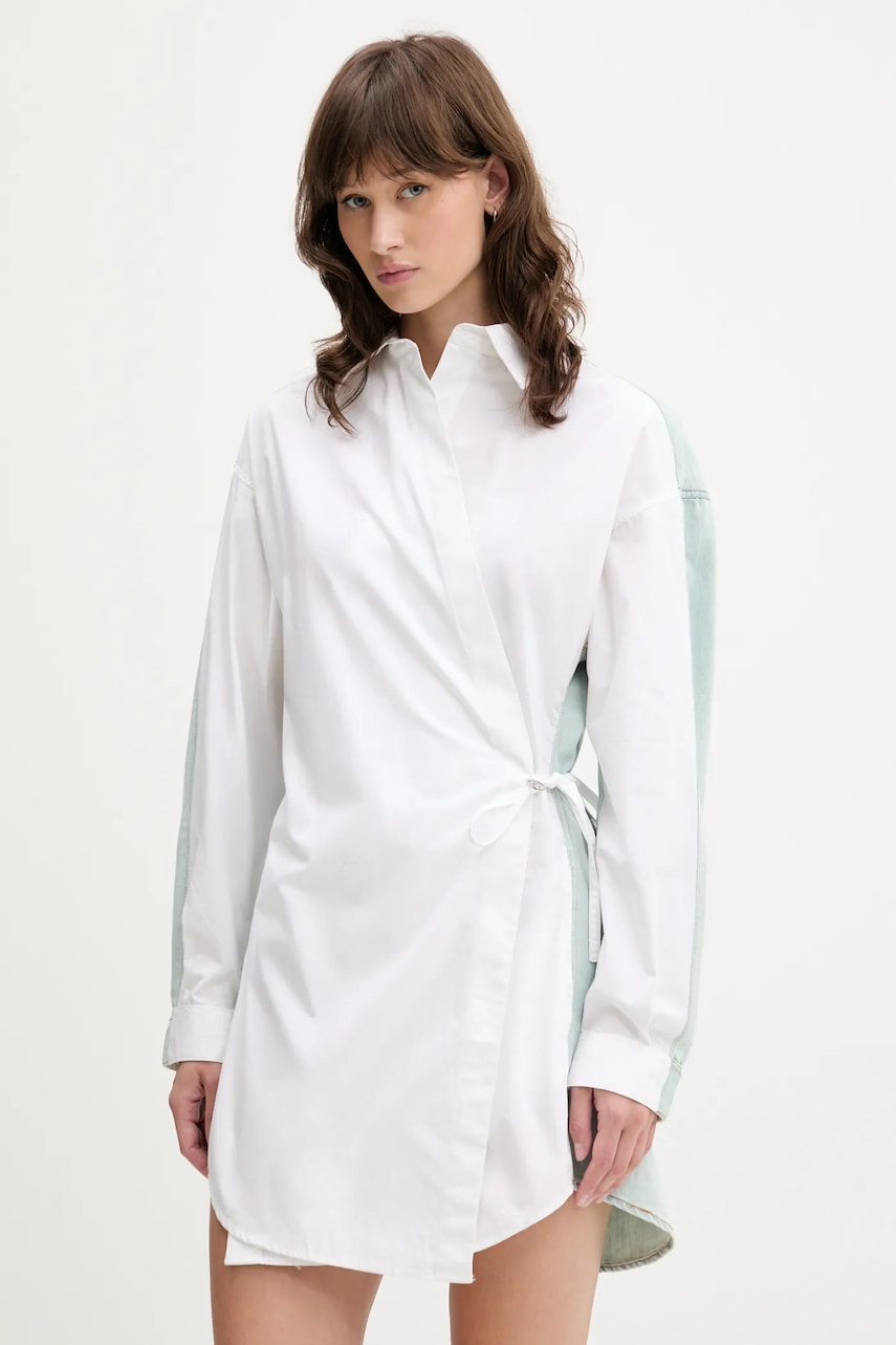 Diesel rochie din bumbac D-ELPHI-DEN DRESS culoarea alb