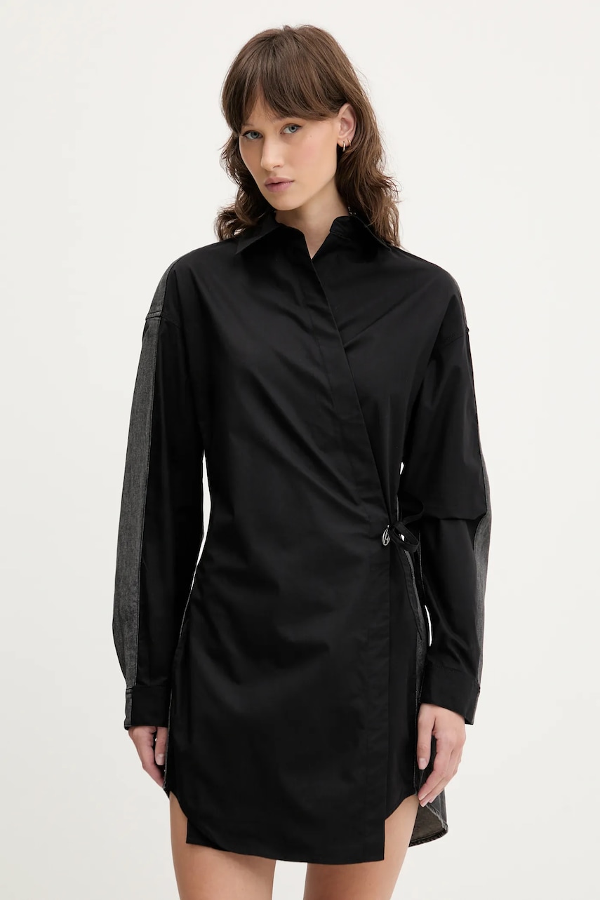 Diesel rochie din bumbac D-ELPHI-DEN DRESS culoarea negru