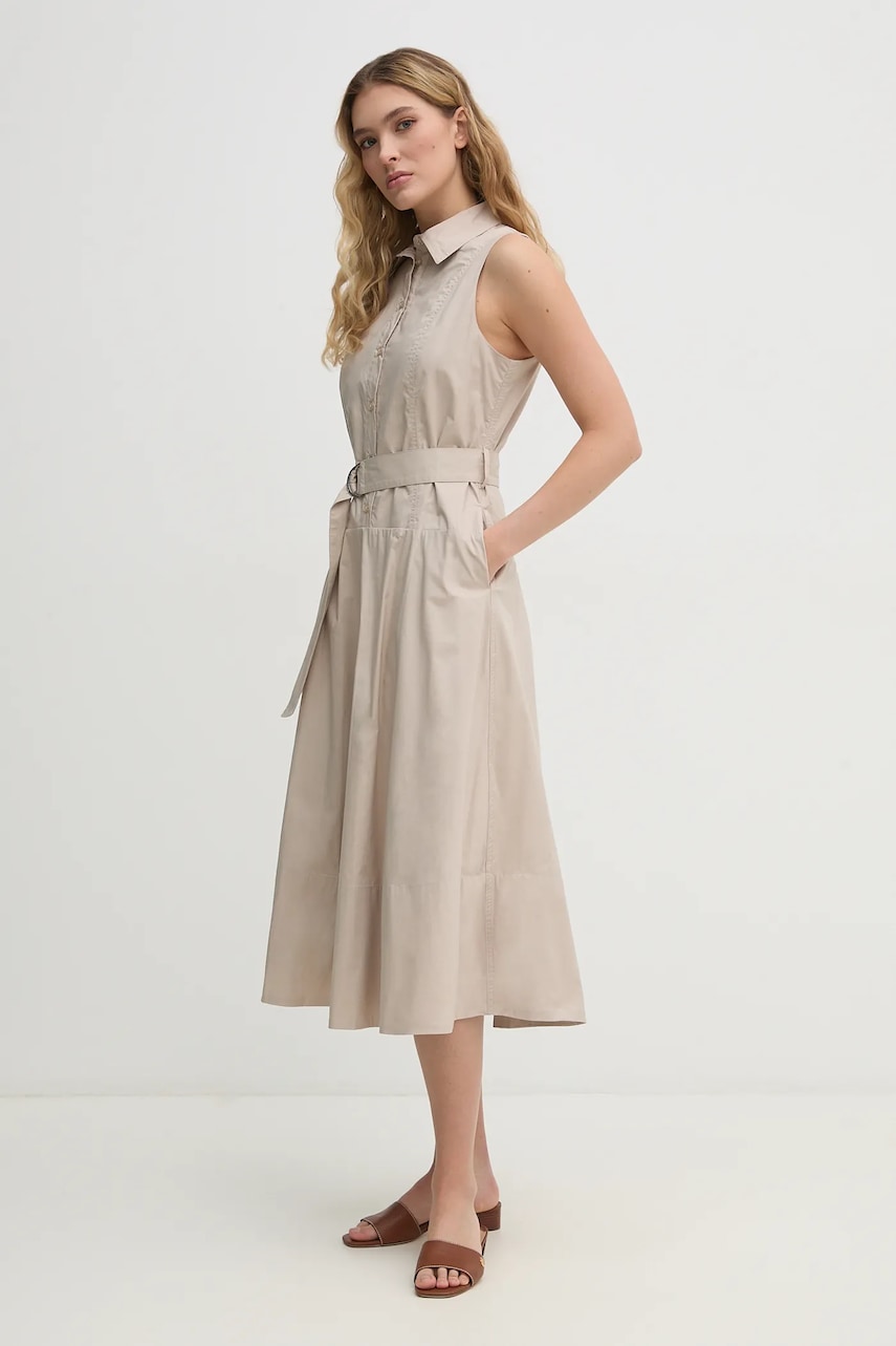 Dkny rochie din bumbac culoarea bej