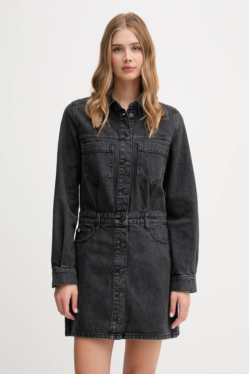 Dkny rochie jeans culoarea gri