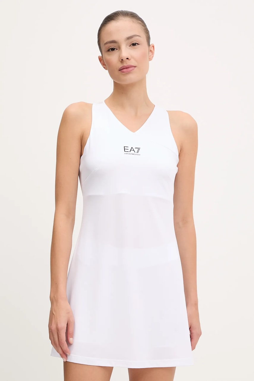 EA7 Emporio Armani rochie sport culoarea alb