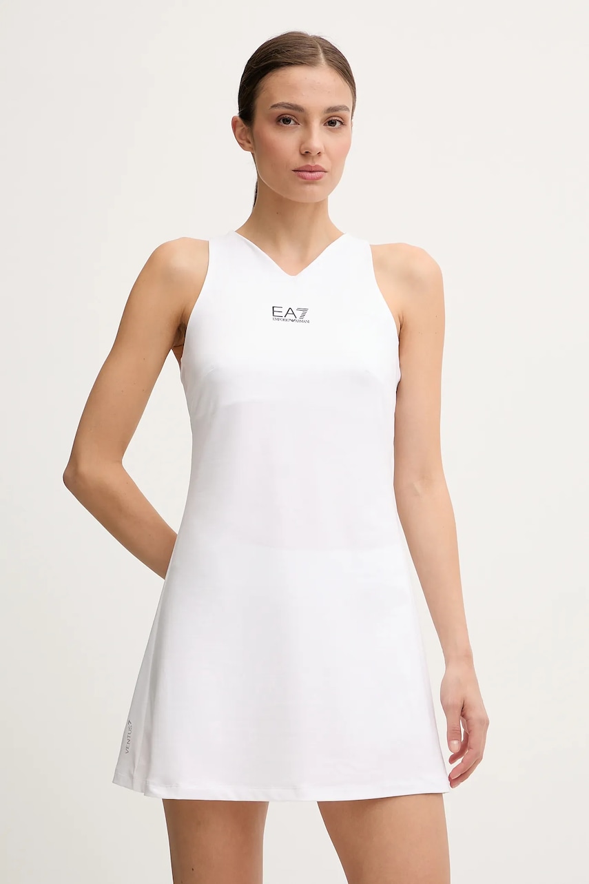EA7 Emporio Armani rochie sport culoarea alb
