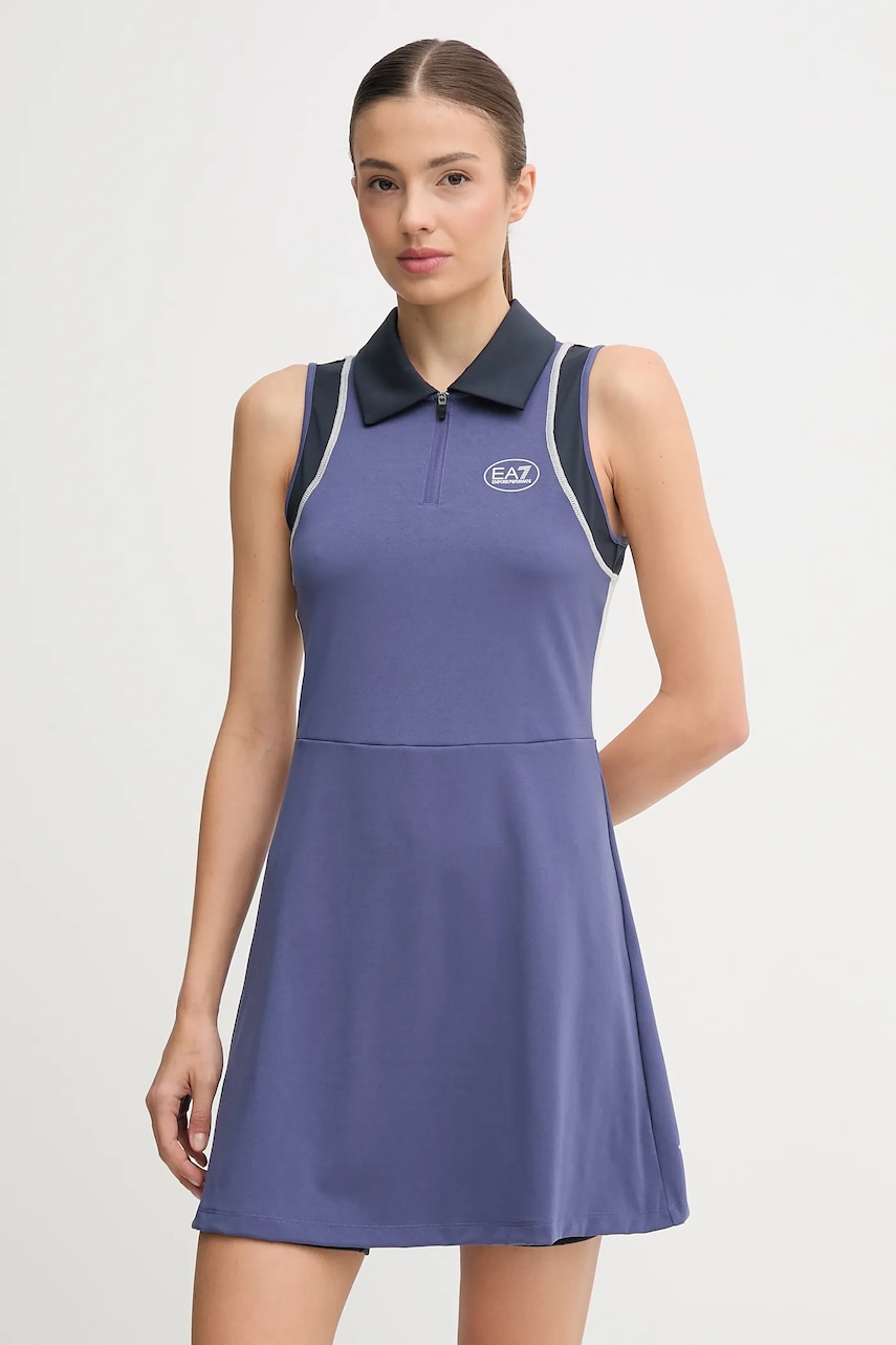EA7 Emporio Armani rochie sport culoarea albastru marin