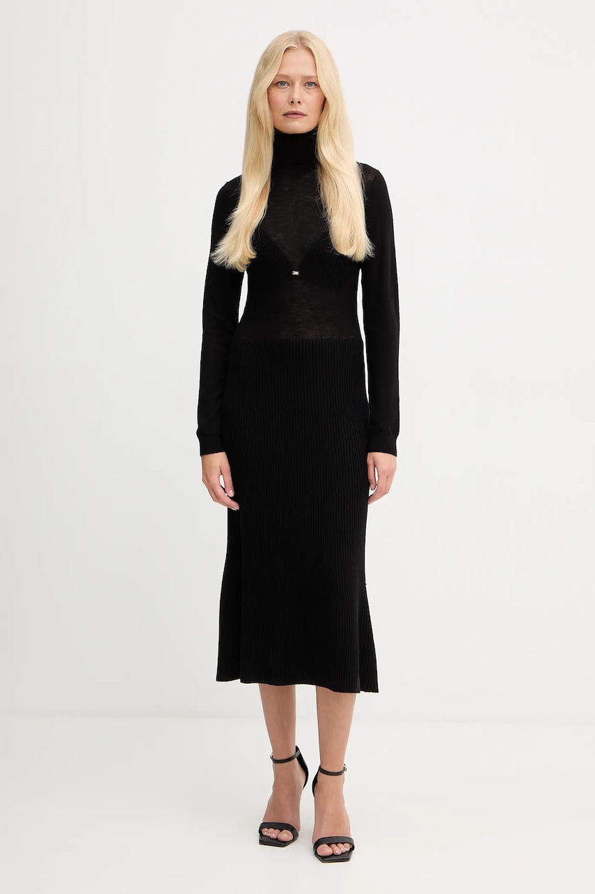 Elisabetta Franchi rochie cu lână culoarea negru