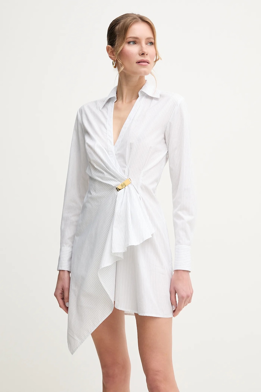 Elisabetta Franchi rochie din bumbac culoarea alb