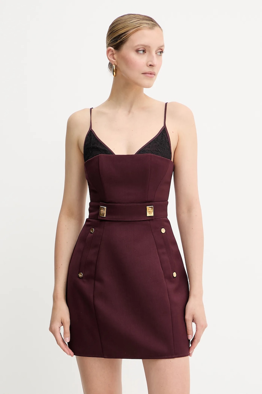 Elisabetta Franchi rochie din lână culoarea bordo