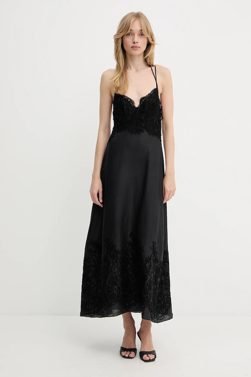 Ermanno Scervino rochie din amestec de in culoarea negru