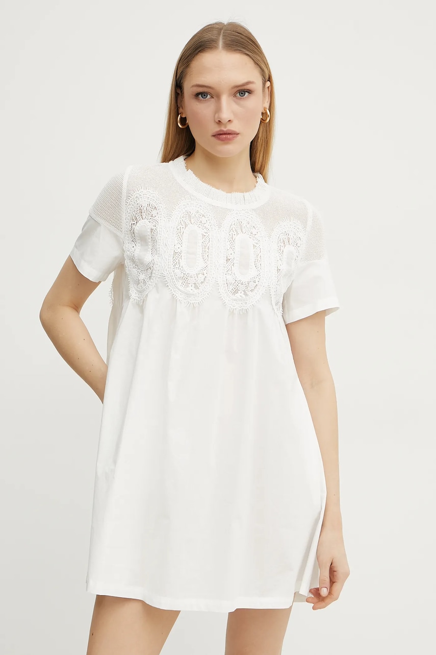 Ermanno Scervino rochie din bumbac culoarea alb