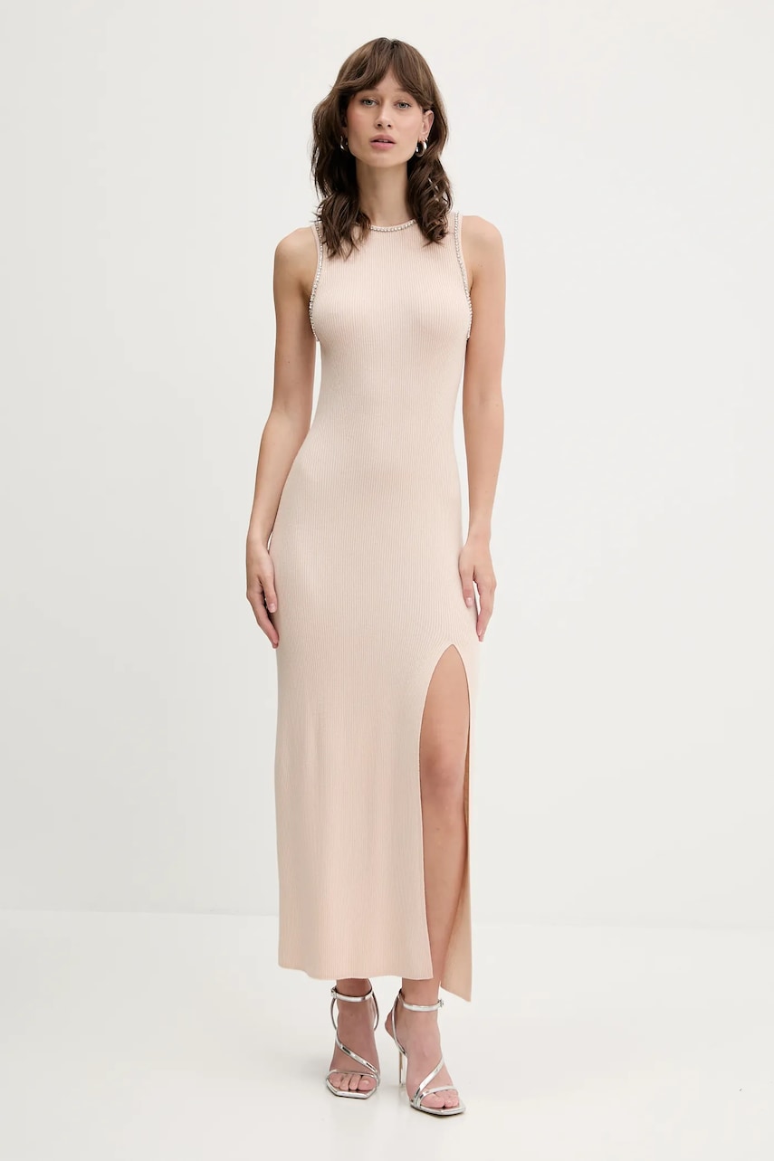 FROM FUTURE rochie din lână culoarea bej