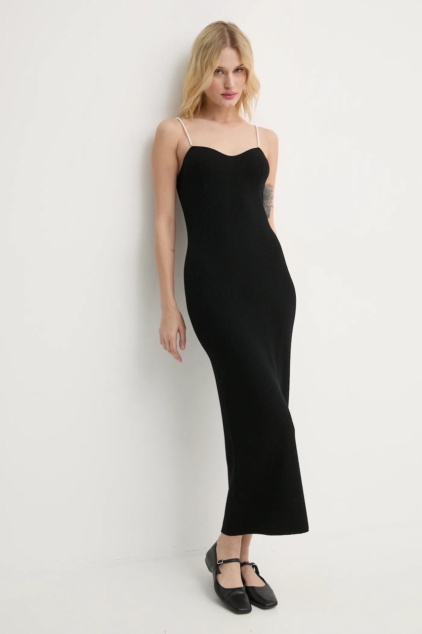 FROM FUTURE rochie din lana culoarea negru