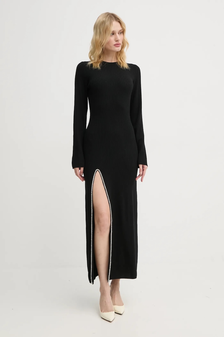 FROM FUTURE rochie din lana culoarea negru