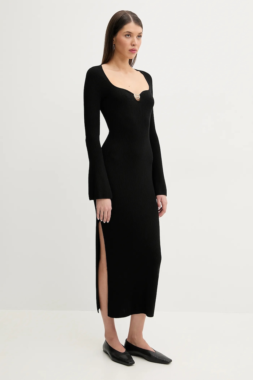 FROM FUTURE rochie din lana culoarea negru