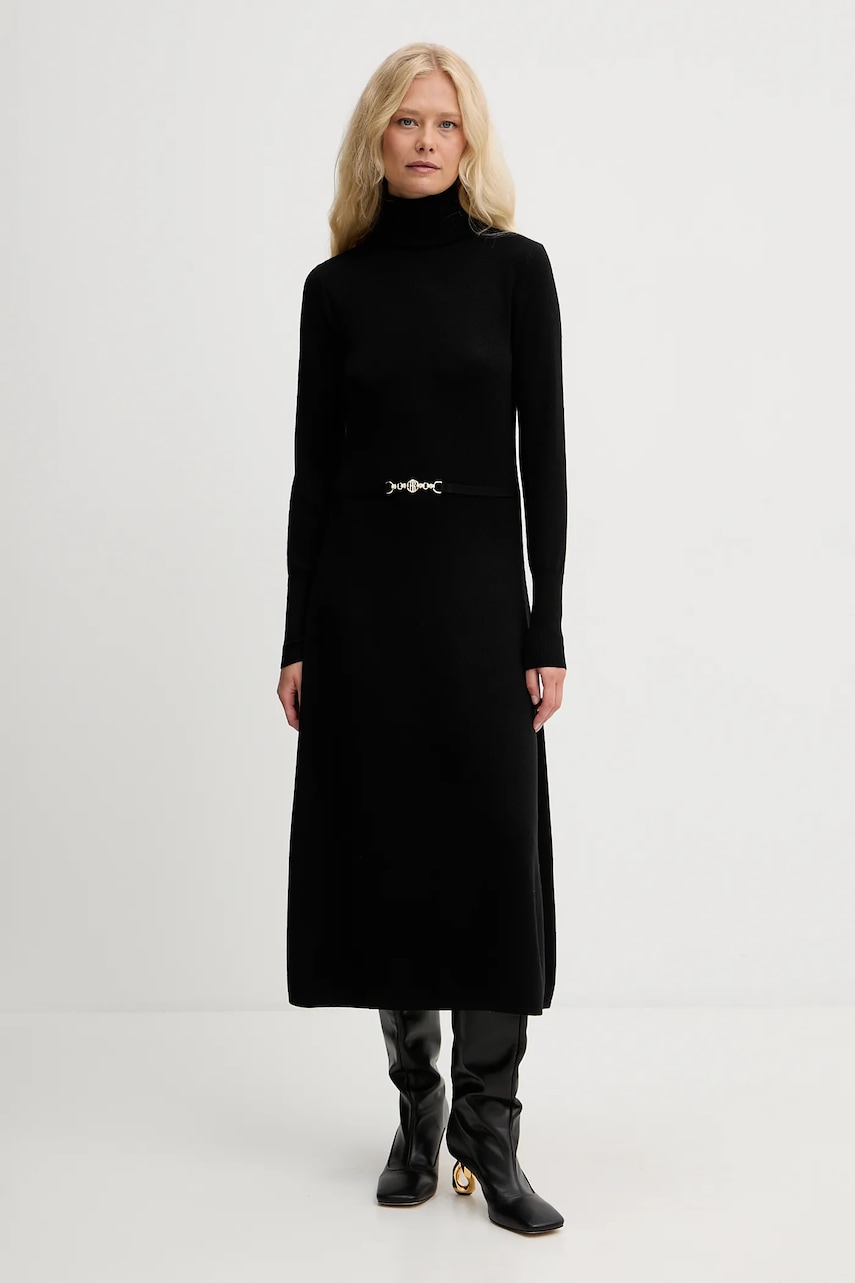 Fracomina rochie cu lână culoarea negru