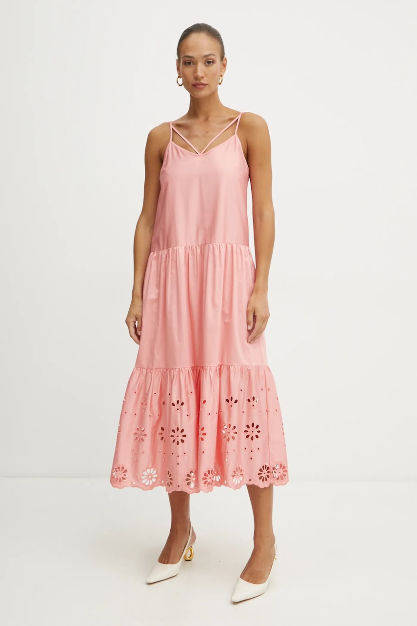 Fracomina rochie din bumbac culoarea portocaliu